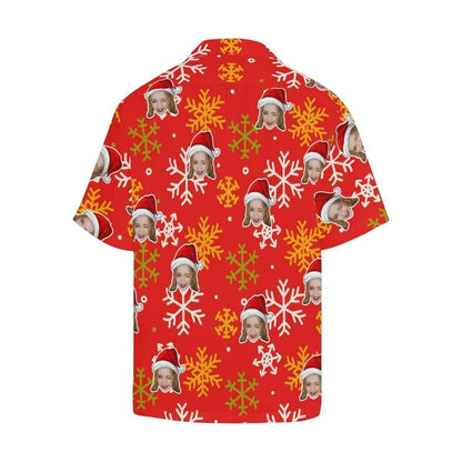 Custom Face Christmas Snowflake Men's Hawaiian Shirt