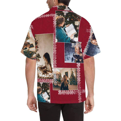 Custom Photo Christmas Pattern Men's All Over Print Hawaiian Shirt