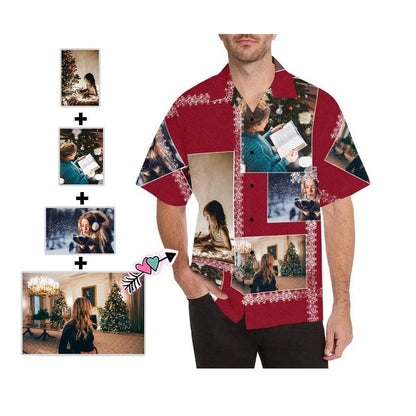 Custom Photo Christmas Pattern Men's All Over Print Hawaiian Shirt