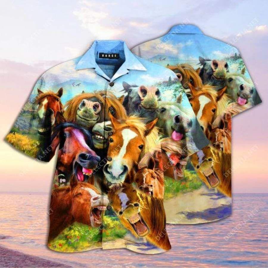 Hawaiian Shirts Laughing Horses Shirt