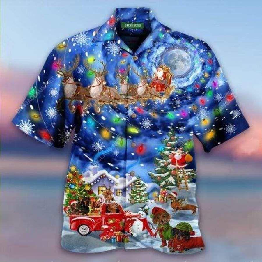 Hawaiian Shirts Merry Dachshunds Christmas Shirt