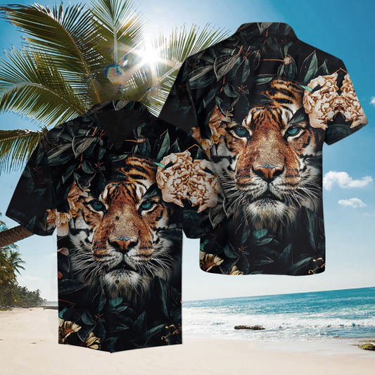 3D Tiger Flower Hawaii Shirt For Men And Women Unique Beach Hawaiian