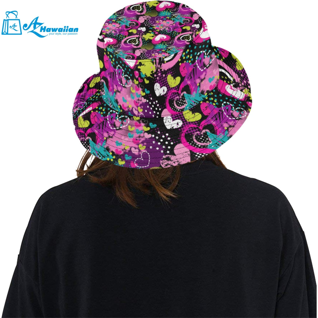 heart dot wave star creative design pattern Unisex Bucket Hat