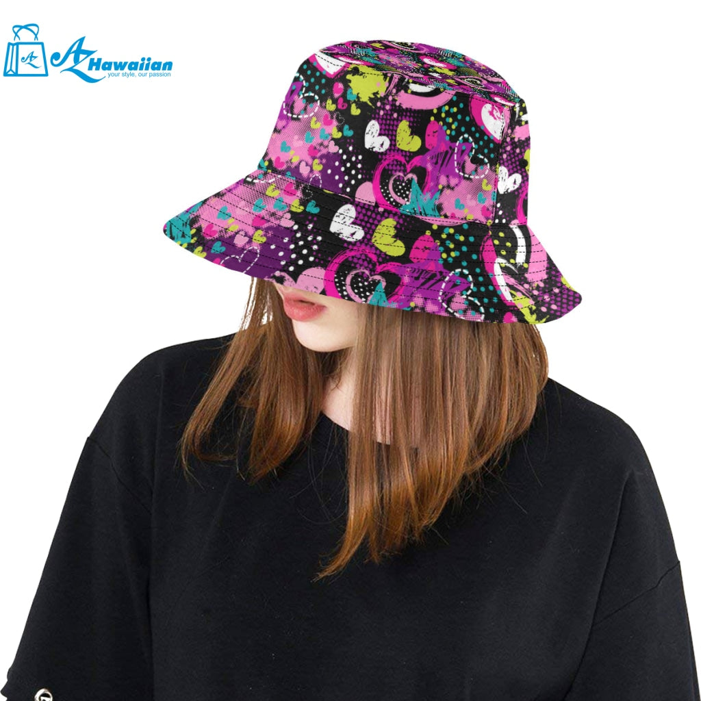 heart dot wave star creative design pattern Unisex Bucket Hat