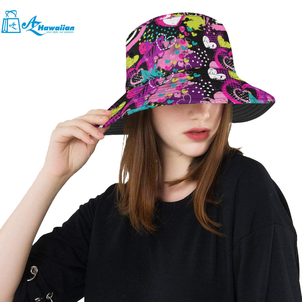 heart dot wave star creative design pattern Unisex Bucket Hat