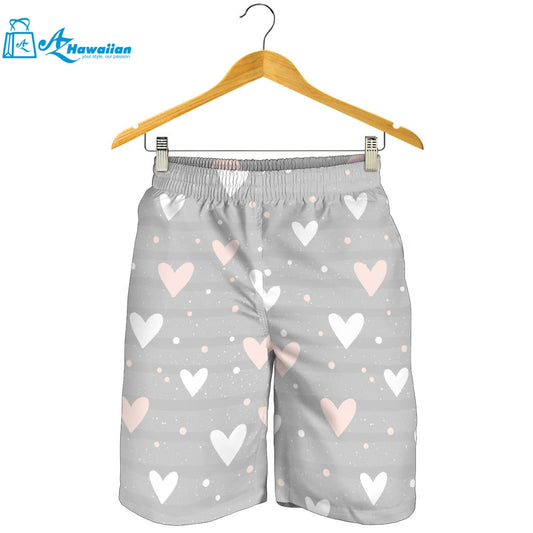 Heart Pattern Gray Background Men Shorts