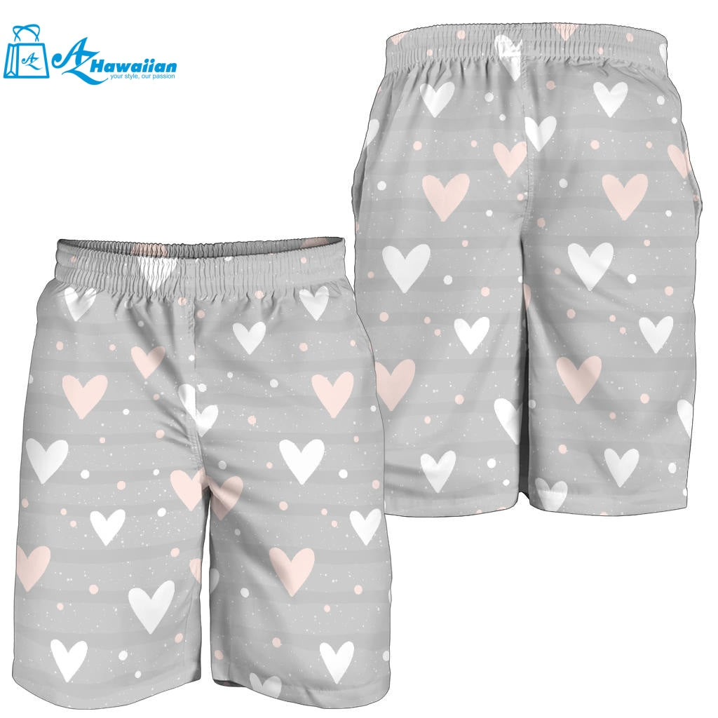 Heart Pattern Gray Background Men Shorts