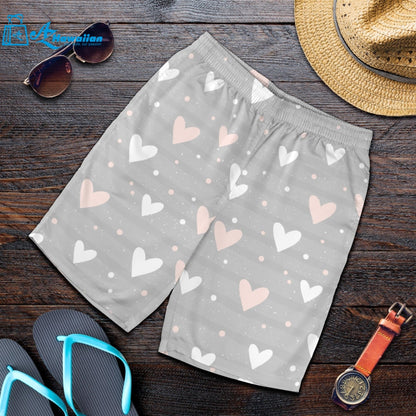 Heart Pattern Gray Background Men Shorts