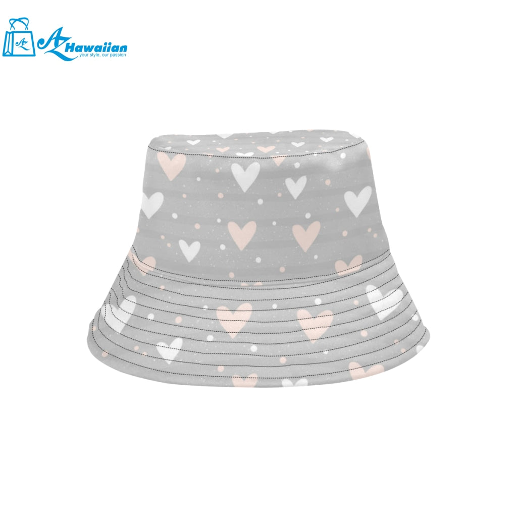 Heart pattern gray background Unisex Bucket Hat