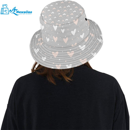 Heart pattern gray background Unisex Bucket Hat