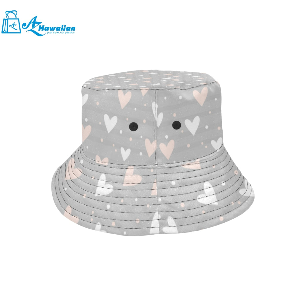 Heart pattern gray background Unisex Bucket Hat