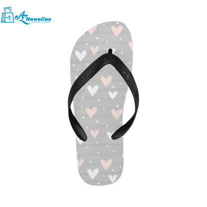 Heart pattern gray background Unisex Flip Flops