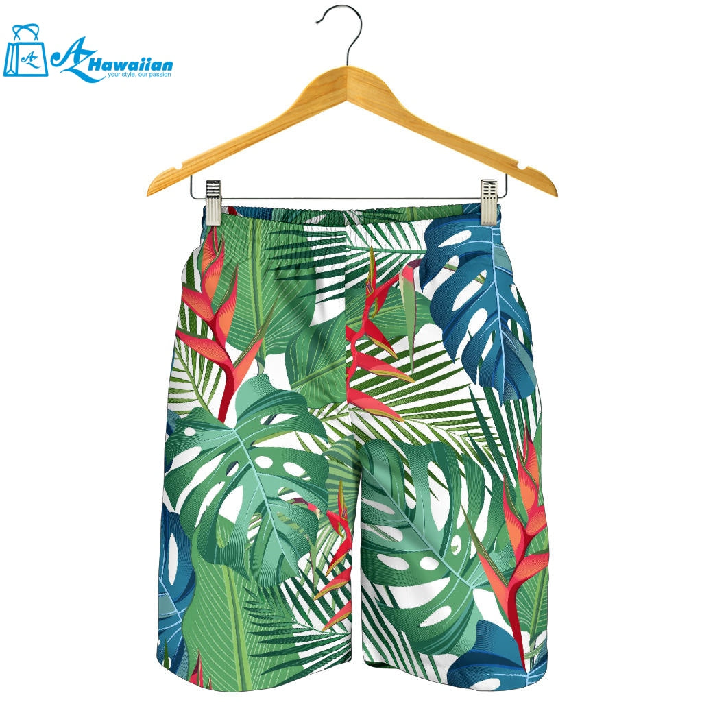 Heliconia Palm And Monstera Leaves Pattern Men Shorts