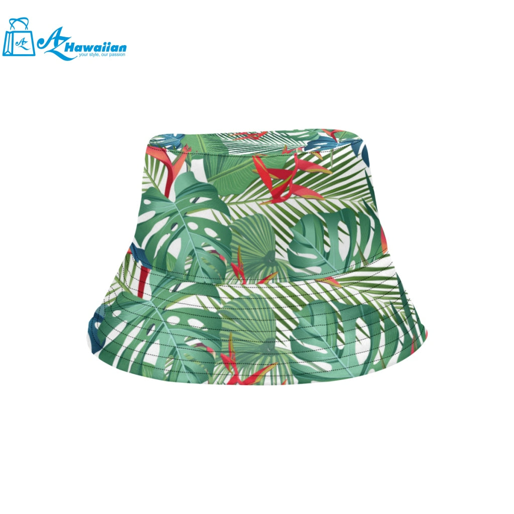 heliconia palm and monstera leaves pattern Unisex Bucket Hat