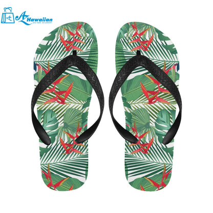 heliconia palm and monstera leaves pattern Unisex Flip Flops