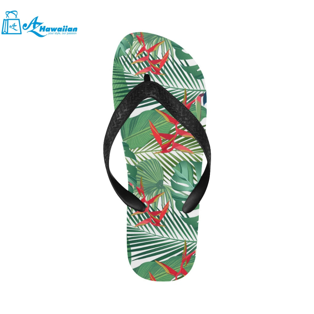 heliconia palm and monstera leaves pattern Unisex Flip Flops