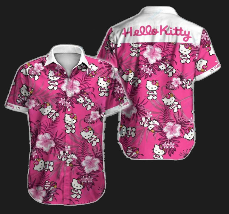 Hello Kitty Tropical Hawaiian Graphic Print Short Sleeve