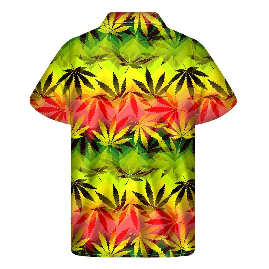 Hemp Leaf Reggae Pattern Print Mens Short Sleeve Shirt Hawaiian