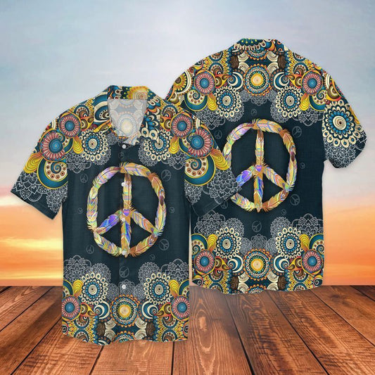 Hippie Peace Sign For Men And Women Graphic Print Short Sleeve 