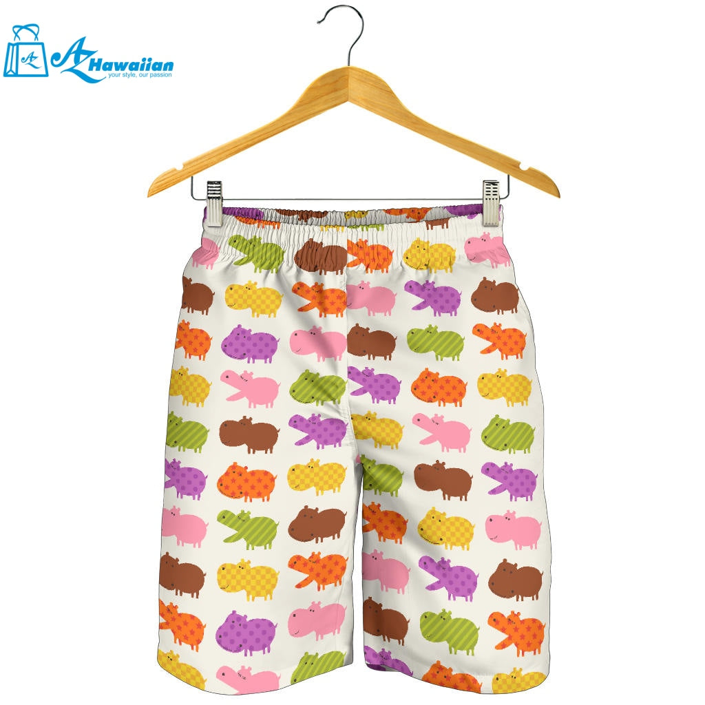 Hippopotamus Pattern Print Design 01 Men Shorts