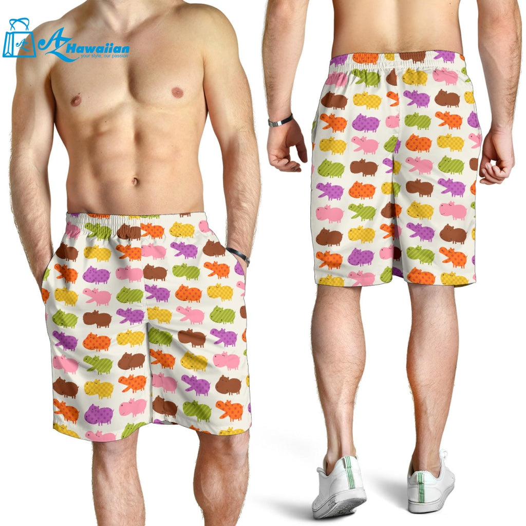 Hippopotamus Pattern Print Design 01 Men Shorts