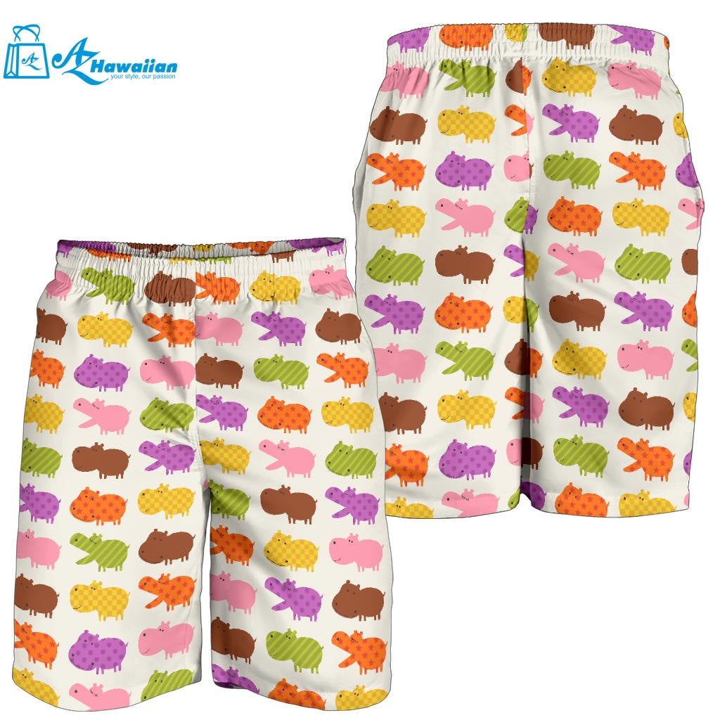 Hippopotamus Pattern Print Design 01 Men Shorts