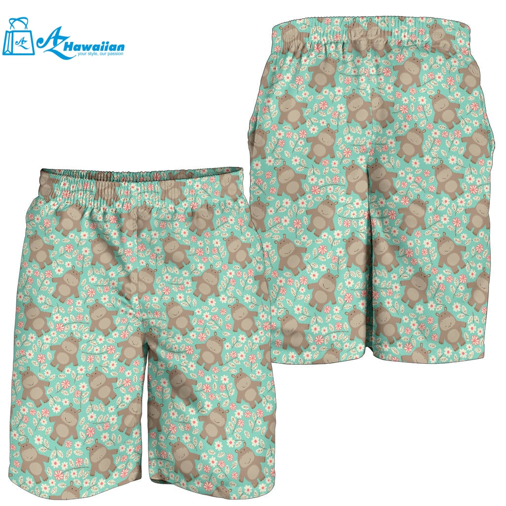 Hippopotamus Pattern Print Design 02 Men Shorts