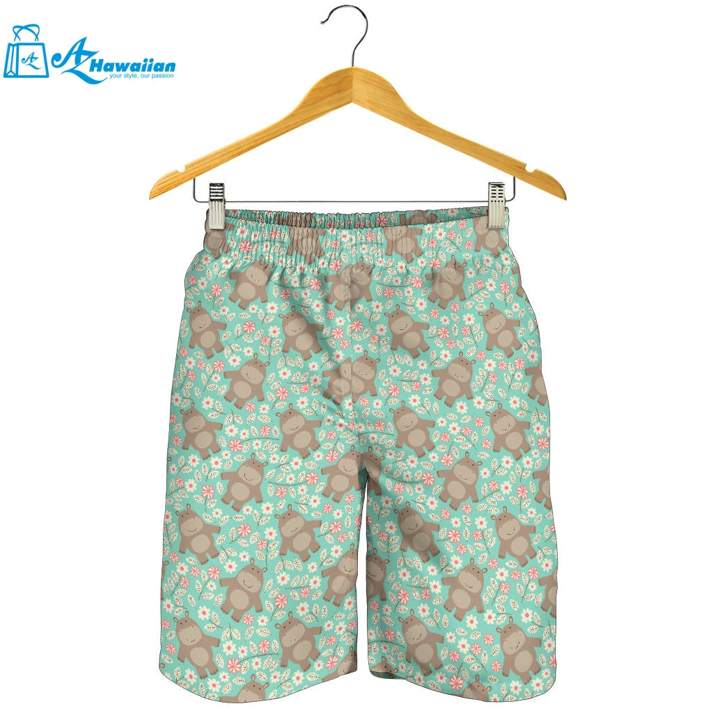 Hippopotamus Pattern Print Design 02 Men Shorts