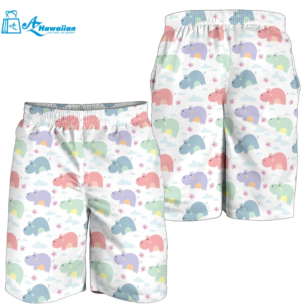 Hippopotamus Pattern Print Design 03 Men Shorts