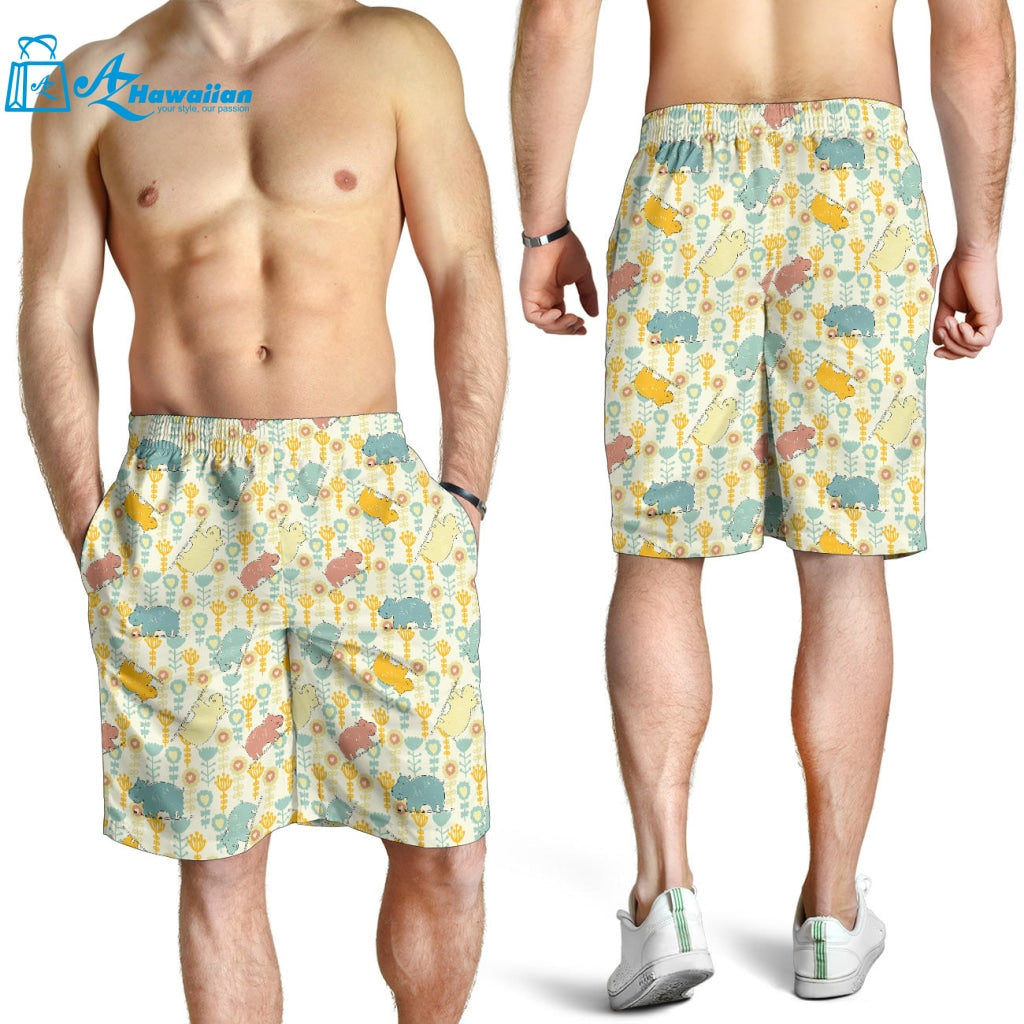 Hippopotamus Pattern Print Design 04 Men Shorts