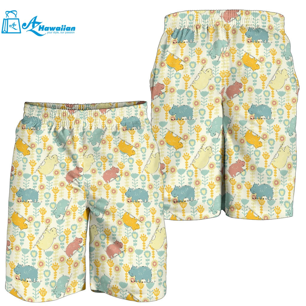 Hippopotamus Pattern Print Design 04 Men Shorts