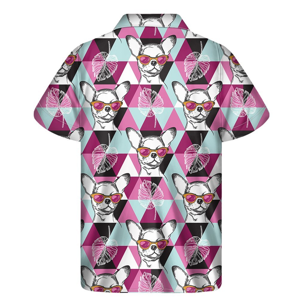 Hipster Chihuahua Pattern Print Mens Short Sleeve Shirt Hawaiian