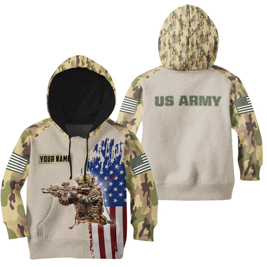 US Army For Kid Personalized 3D All Over Print US Unisex Kid Size Hoodie