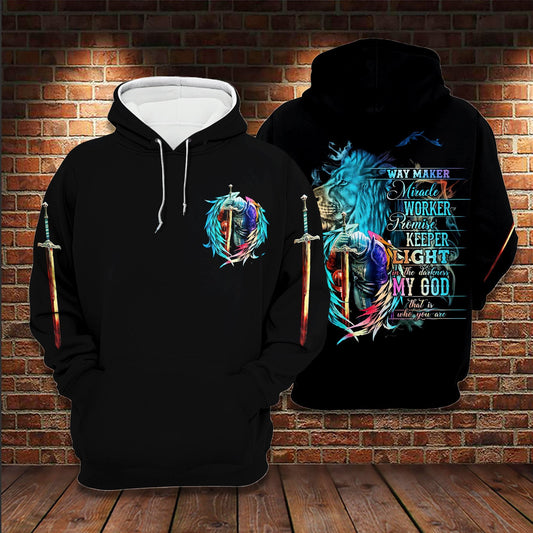 Way Maker Miracle Worker Promise Keeper Light In The Darkness 3D All Over Printed Hoodie Us Unisex Hoodie Size