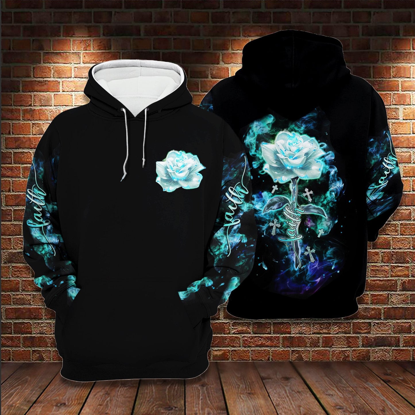 Faith Rose Smoke Colorful 3D All Over Printed Hoodie Us Unisex Hoodie Size