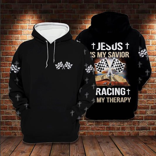 Jesus Is My Savior Racing Is My Therapy 3D All Over Printed Hoodie Us Unisex Hoodie Size