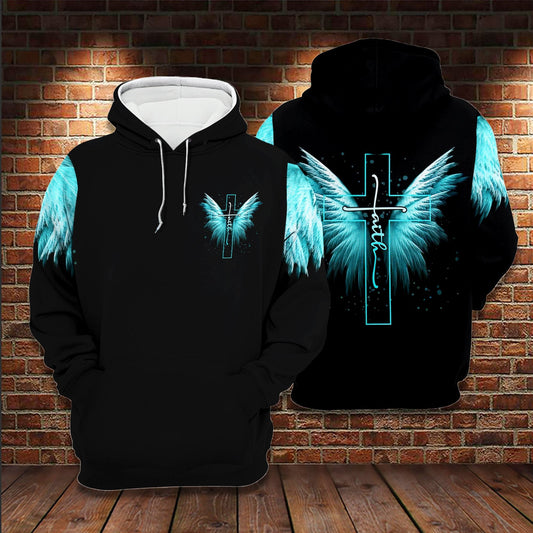 Jesus Faith Angel Wing 3D All Over Printed Hoodie Us Unisex Hoodie Size