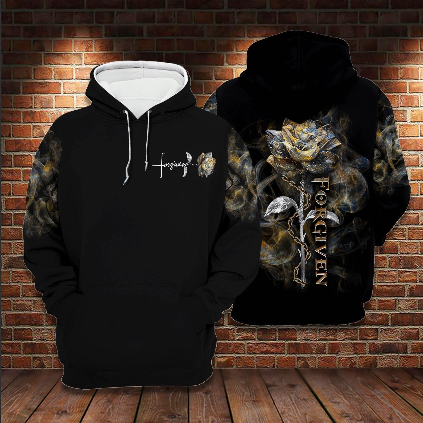 Jesus Rose Forgiven 3D All Over Printed Hoodie Us Unisex Hoodie Size