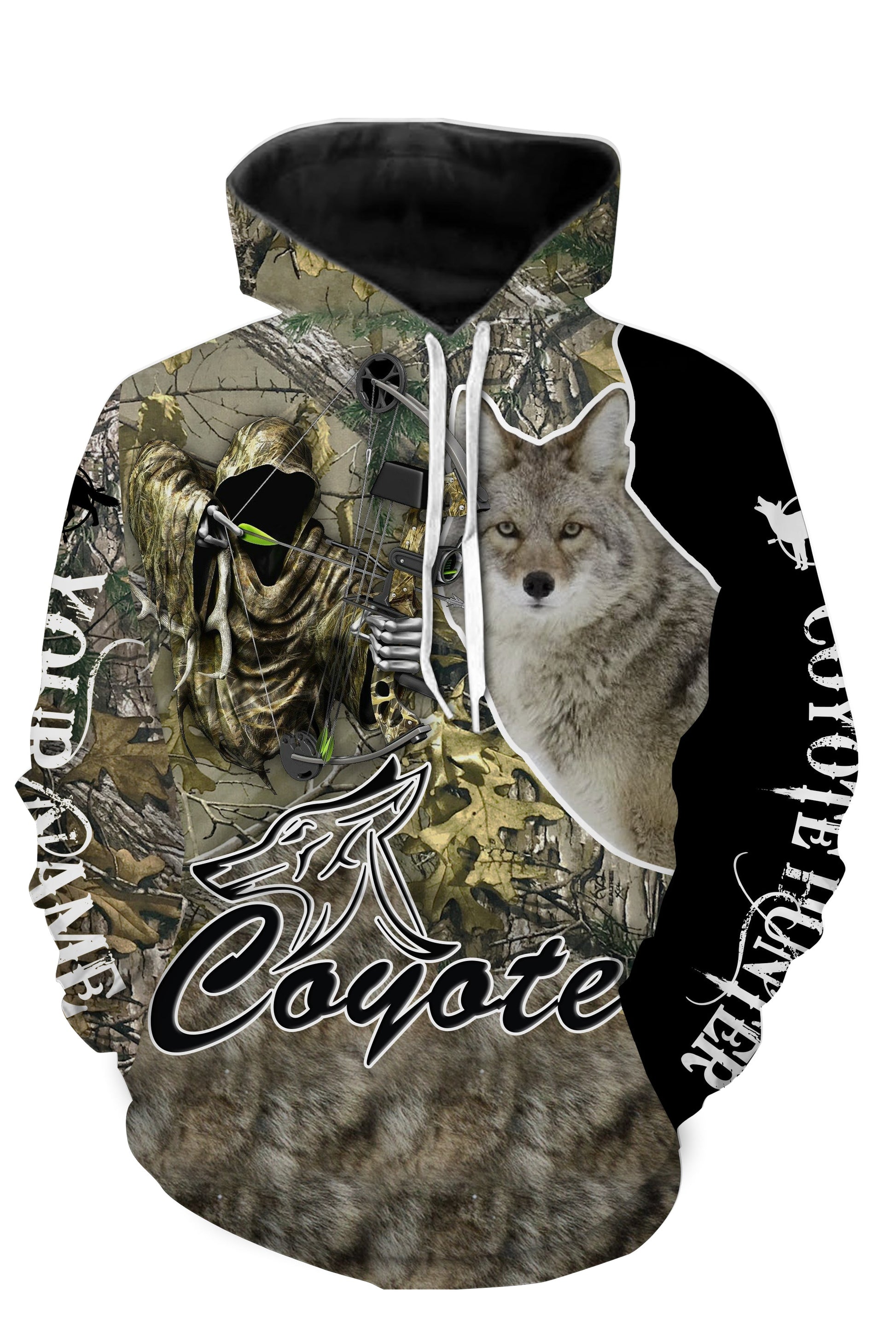 Coyote camo hunter customized name full printing personalized shirt Hoodie