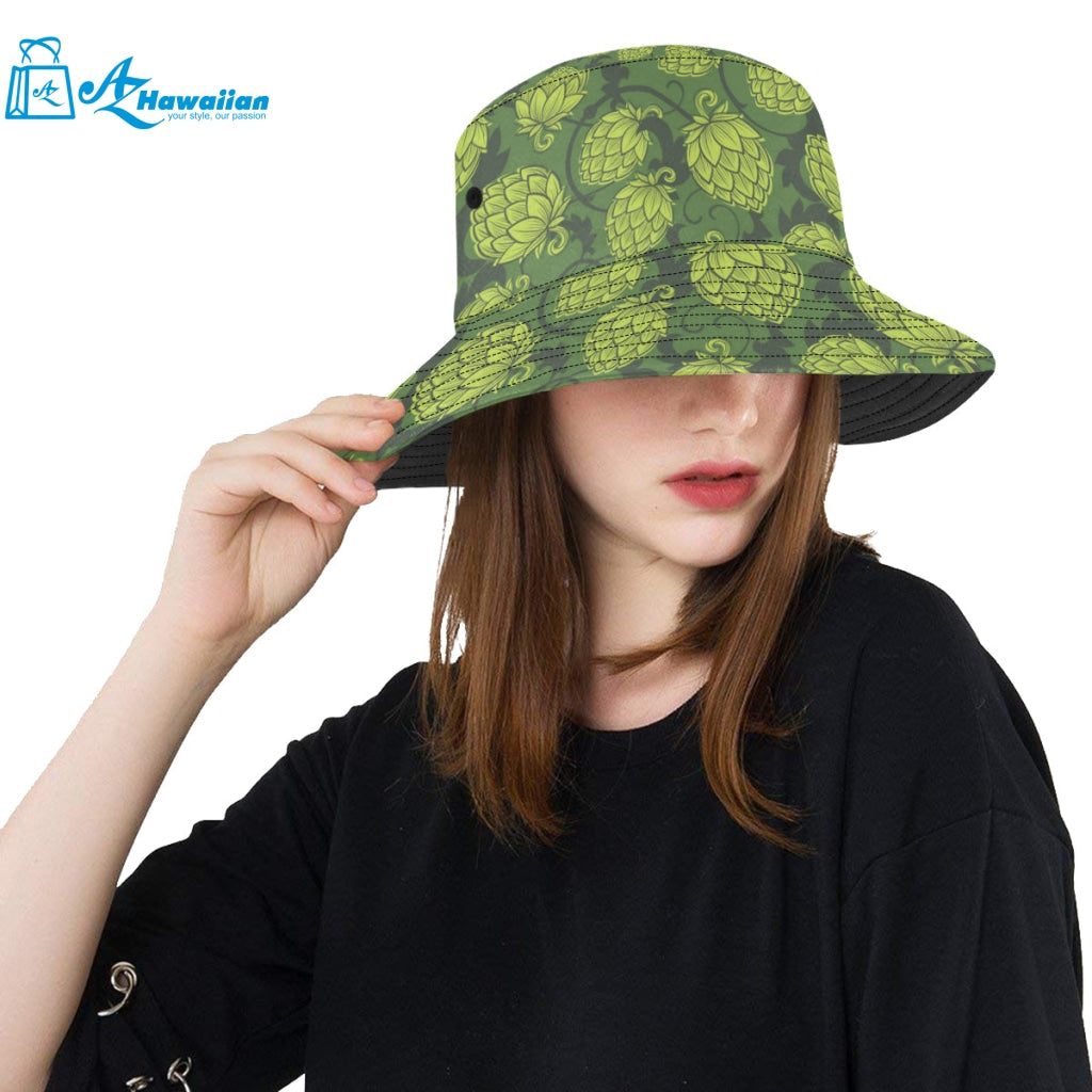 Hop pattern Hop cone background Unisex Bucket Hat