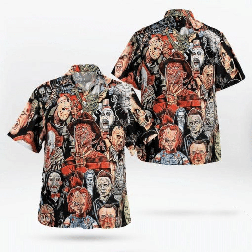 Horror Characters 3 Hawaiian Graphic Print Short Sleeve 