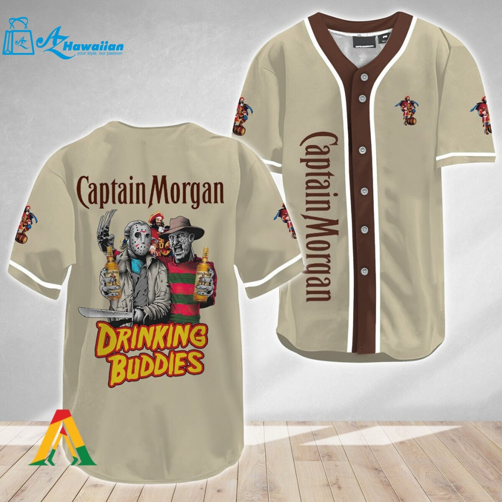 Horror Freddy & Jason Drinking Buddies Captain Morgan Baseball Jersey