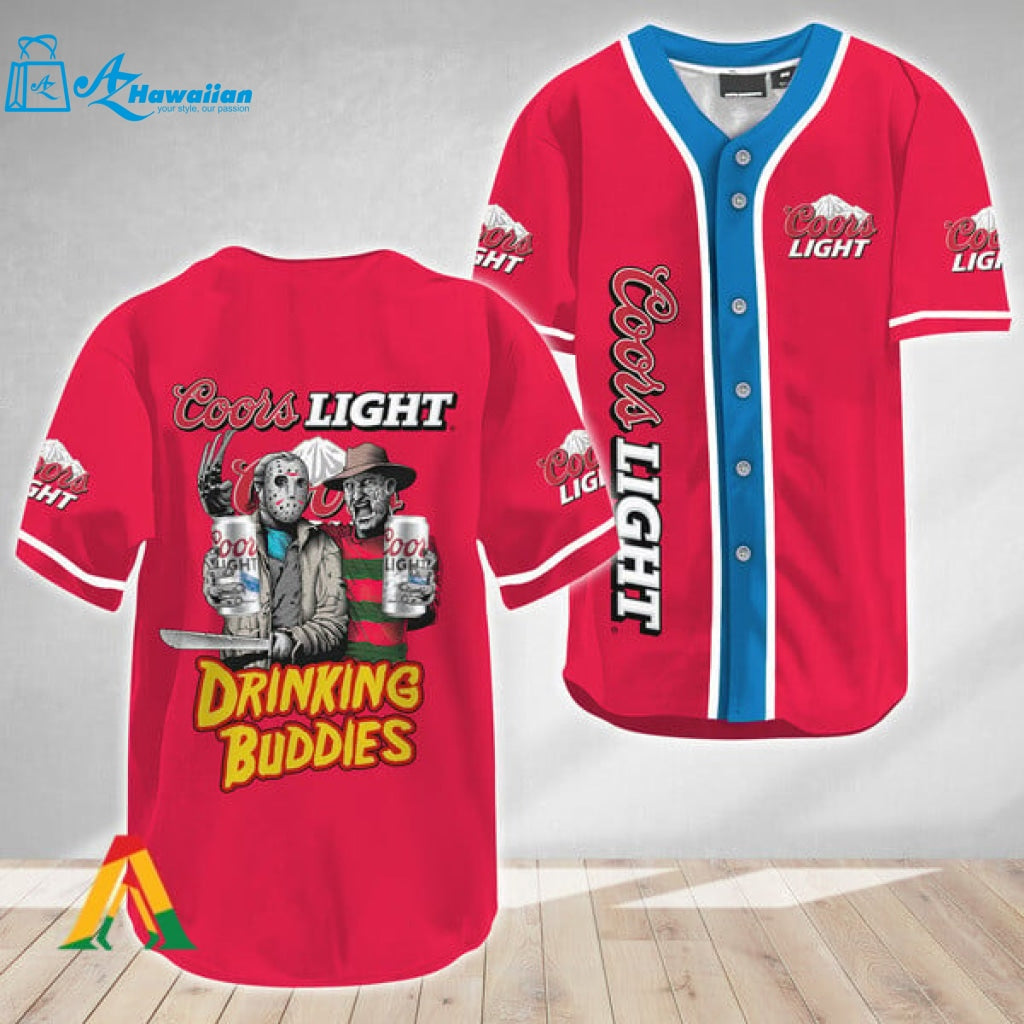 Horror Freddy Jason Drinking Buddies Coors Light Baseball Jersey