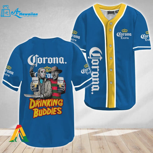 Horror Freddy Jason Drinking Buddies Corona Extra Baseball Jersey