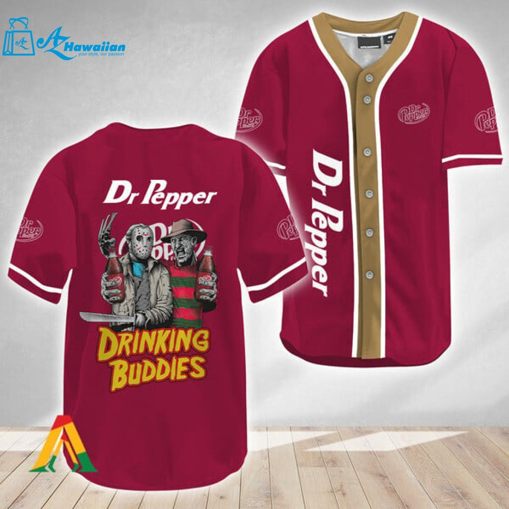 Horror Freddy Jason Drinking Buddies Dr Pepper Baseball Jersey