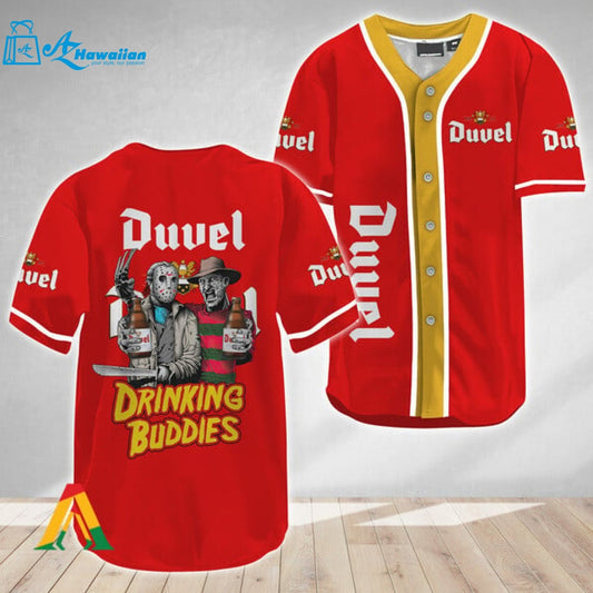 Horror Freddy Jason Drinking Buddies Duvel Beer Baseball Jersey