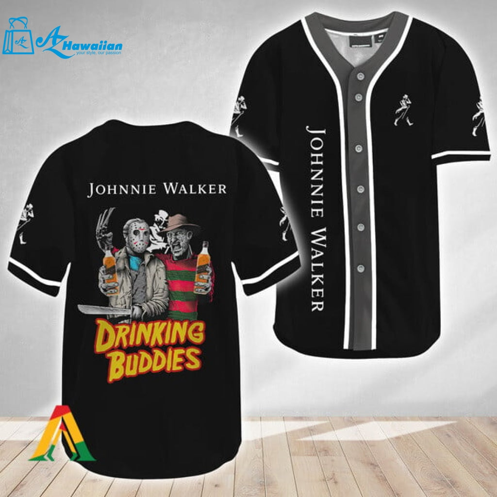 Horror Freddy Jason Drinking Buddies Johnnie Walker Baseball Jersey