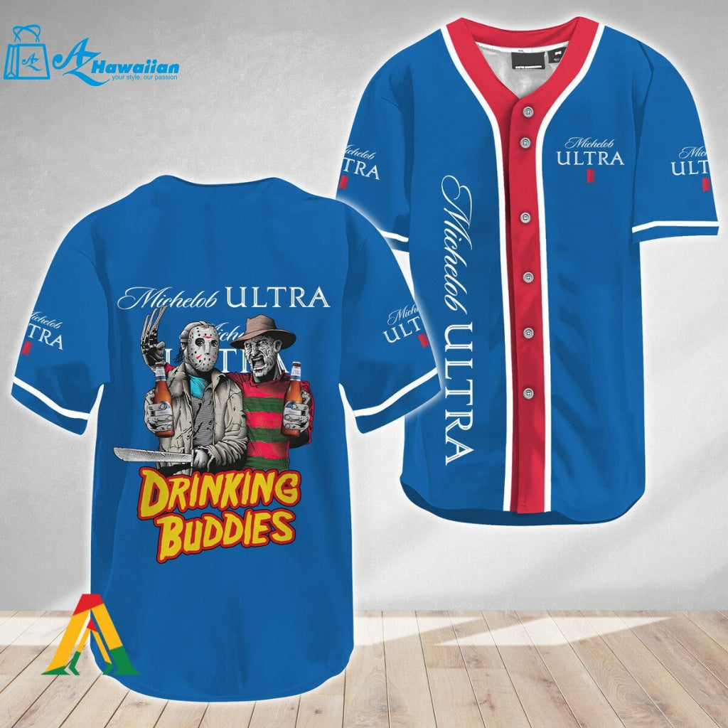 Horror Freddy & Jason Drinking Buddies Michelob ULTRA Baseball Jersey