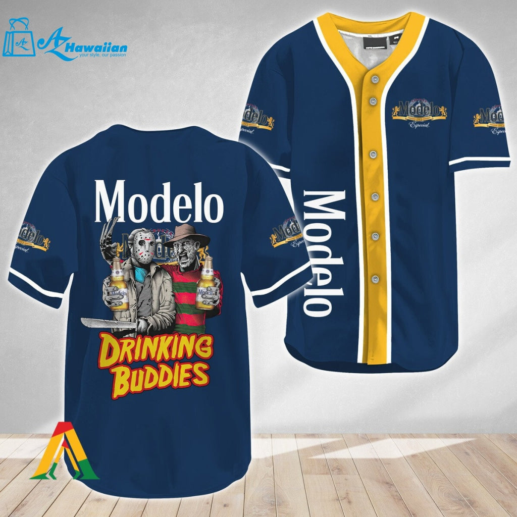 Horror Freddy & Jason Drinking Buddies Modelo Baseball Jersey