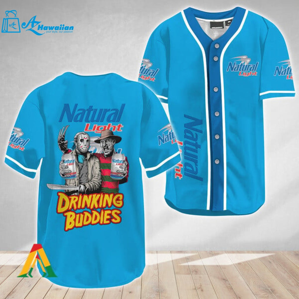 Horror Freddy Jason Drinking Buddies Natural Light Baseball Jersey